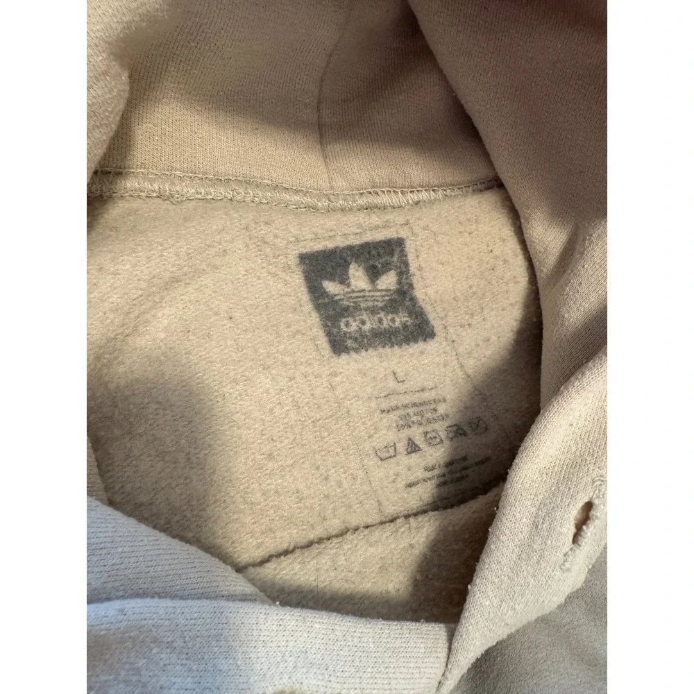 Adidas Originals Trefoil  Logo Hoodie Beige Tan Mens Large Streetwear Pullover